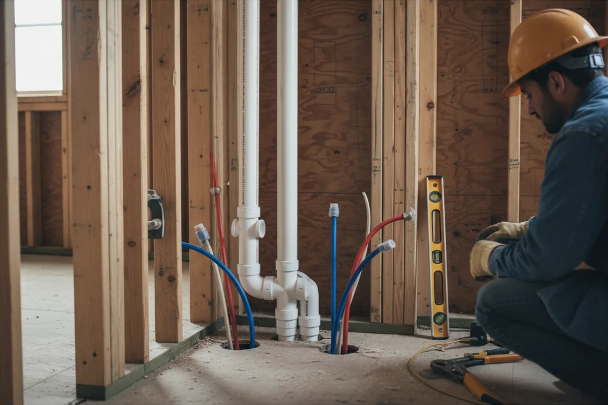 Drain and supply rough-in during Leak Detection in Red Bank