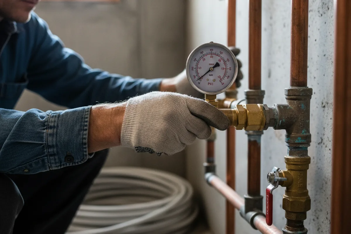 Pressure testing a repaired line during Water Line Repair in Red Bank